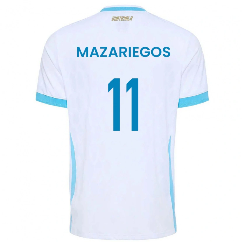 Danxen Mujer Camiseta Guatemala Jacob Mazariegos #11 Blanco Azul Cielo Oro 1ª Equipación 26-28 La Camisa México