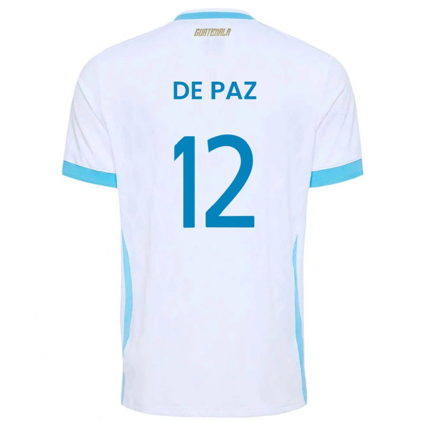 Danxen Mujer Camiseta Guatemala Mario De Paz #12 Blanco Azul Cielo Oro 1ª Equipación 26-28 La Camisa México