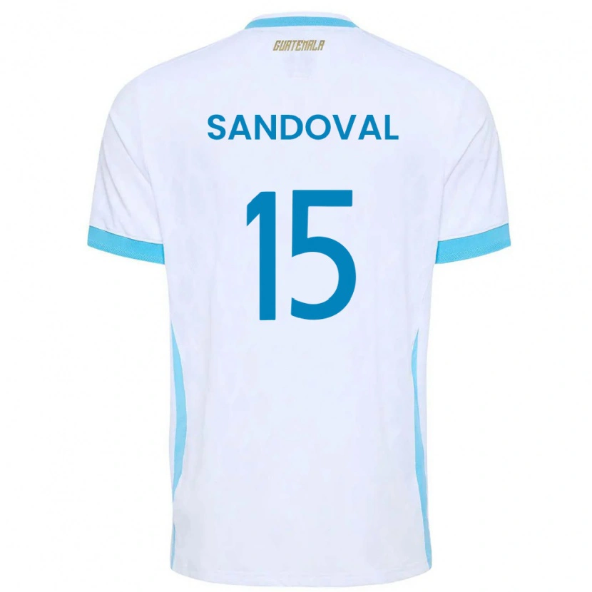 Danxen Mujer Camiseta Guatemala Julio Sandoval #15 Blanco Azul Cielo Oro 1ª Equipación 26-28 La Camisa México