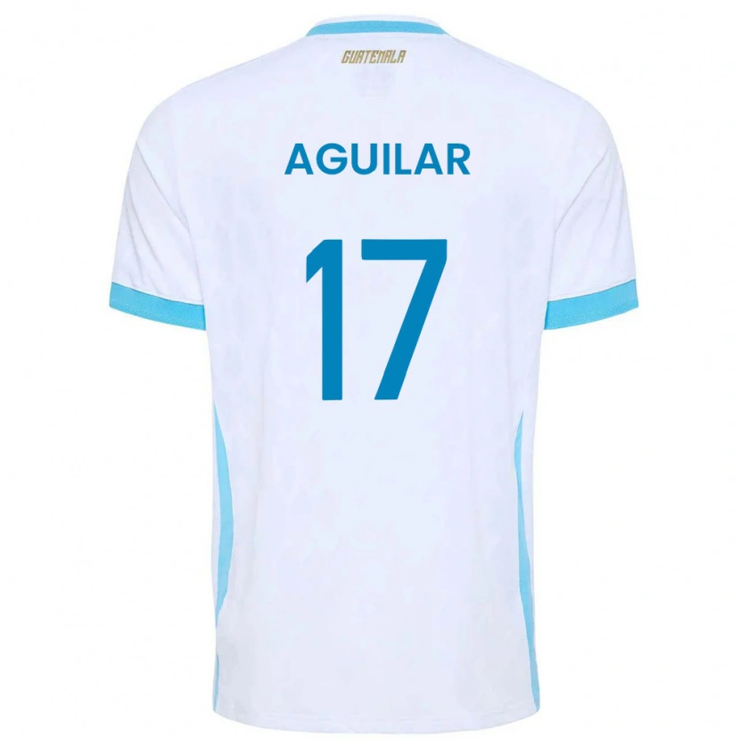 Danxen Mujer Camiseta Guatemala René Aguilar #17 Blanco Azul Cielo Oro 1ª Equipación 26-28 La Camisa México
