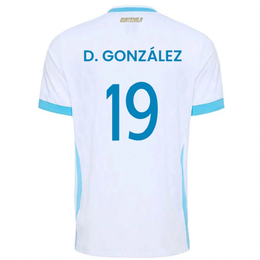 Danxen Mujer Camiseta Guatemala Daniel González #19 Blanco Azul Cielo Oro 1ª Equipación 26-28 La Camisa México