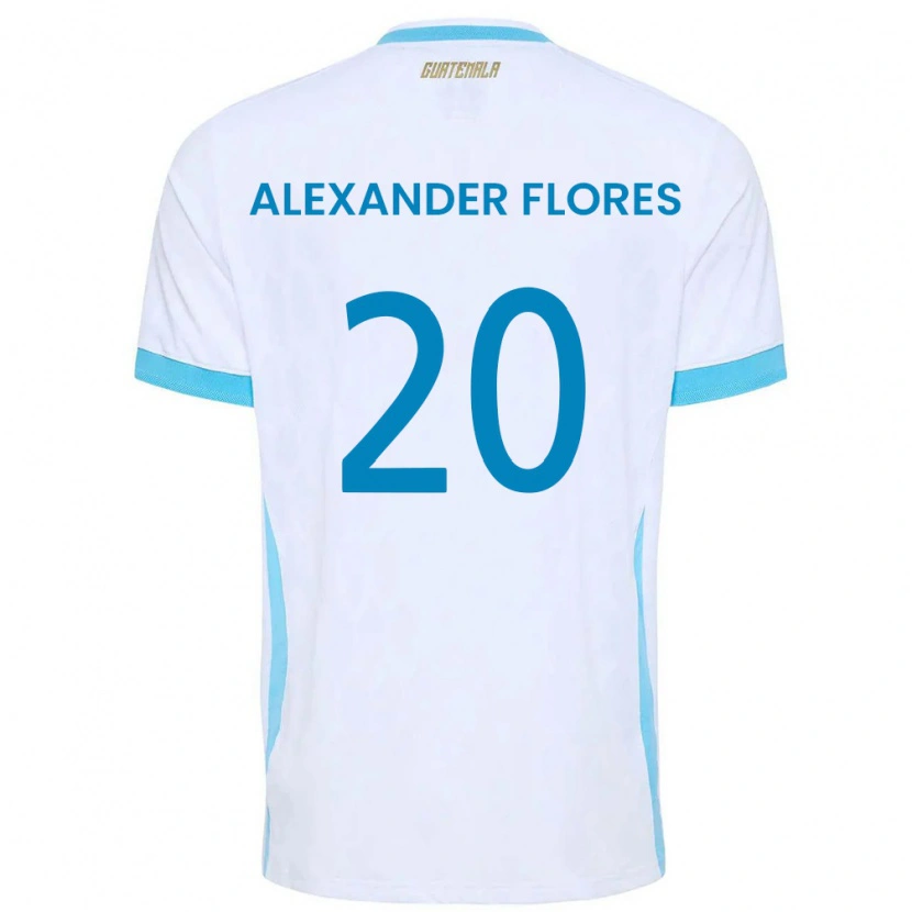 Danxen Mujer Camiseta Guatemala Luis Alexander Flores #20 Blanco Azul Cielo Oro 1ª Equipación 26-28 La Camisa México
