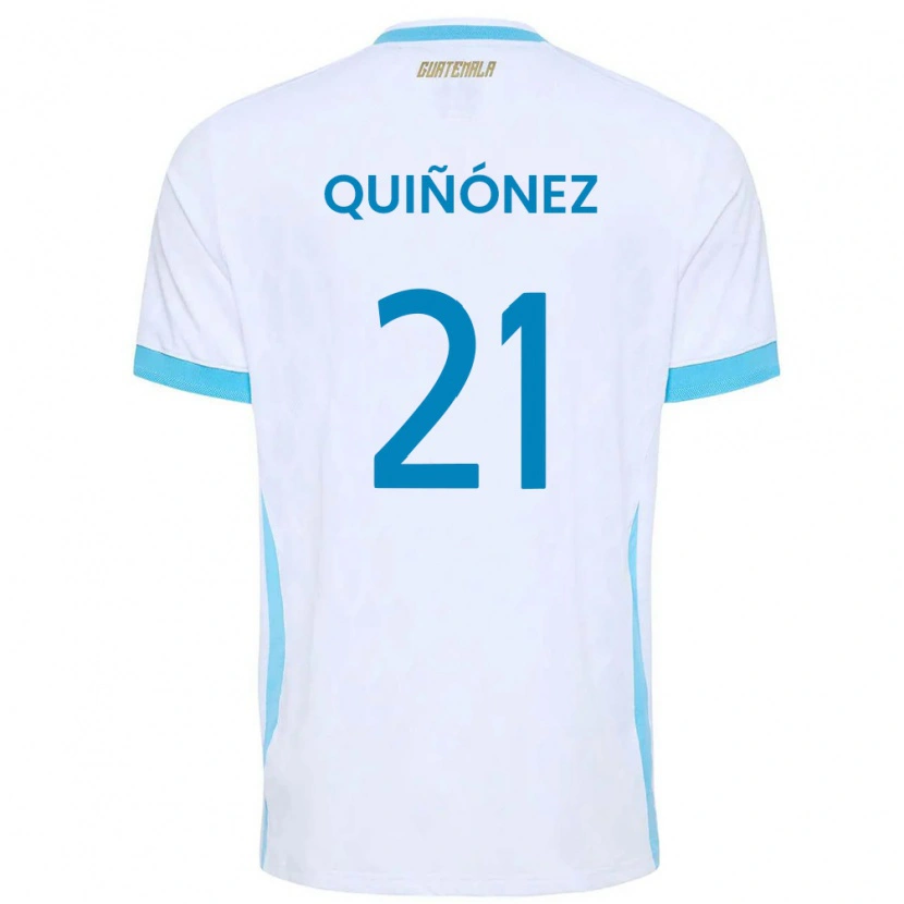 Danxen Mujer Camiseta Guatemala Andrea Quiñónez #21 Blanco Azul Cielo Oro 1ª Equipación 26-28 La Camisa México