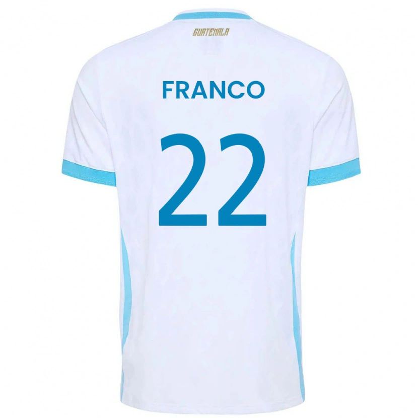 Danxen Mujer Camiseta Guatemala Jonathan Franco #22 Blanco Azul Cielo Oro 1ª Equipación 26-28 La Camisa México