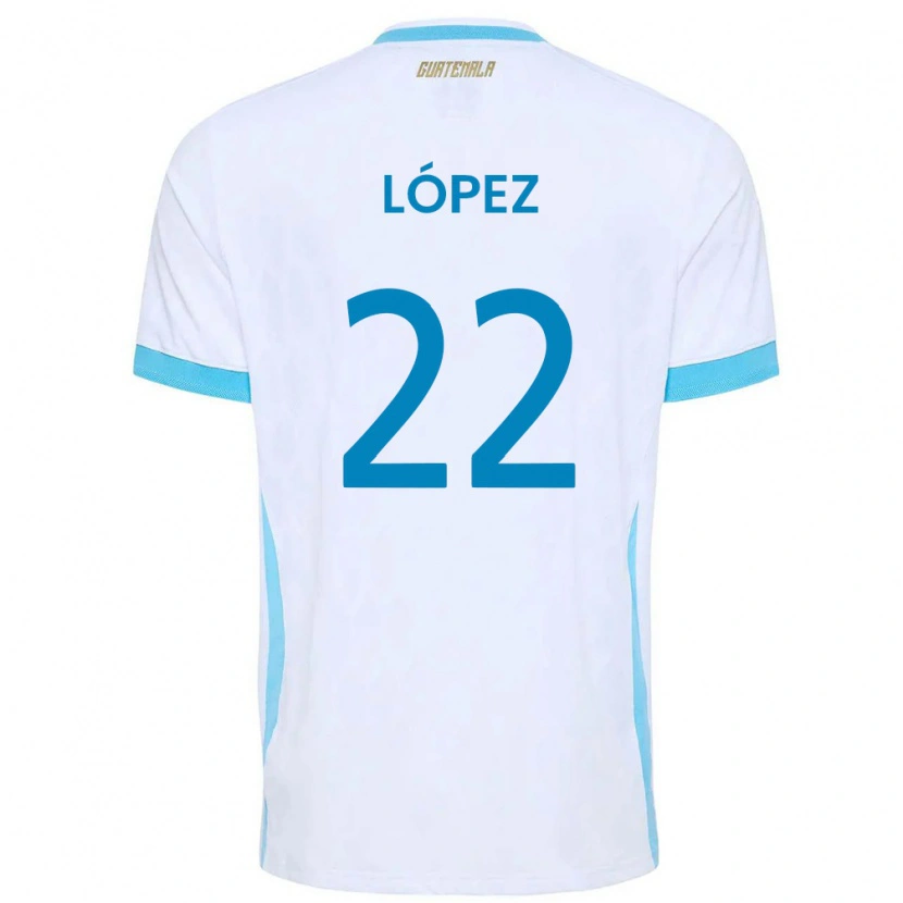 Danxen Mujer Camiseta Guatemala Whitney López #22 Blanco Azul Cielo Oro 1ª Equipación 26-28 La Camisa México