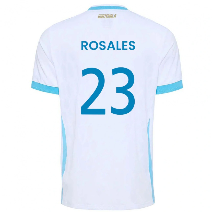 Danxen Mujer Camiseta Guatemala Yareni Rosales #23 Blanco Azul Cielo Oro 1ª Equipación 26-28 La Camisa México