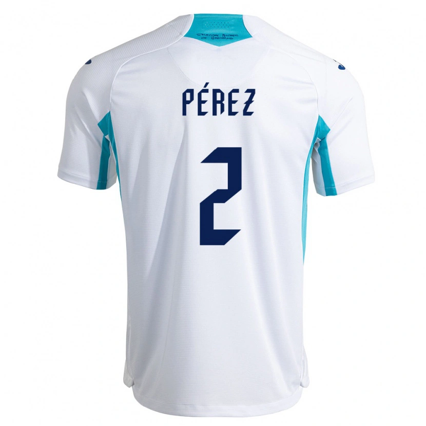 Danxen Mujer Camiseta Honduras Kevin Pérez #2 Blanco Azul Azul Cielo 1ª Equipación 26-28 La Camisa México