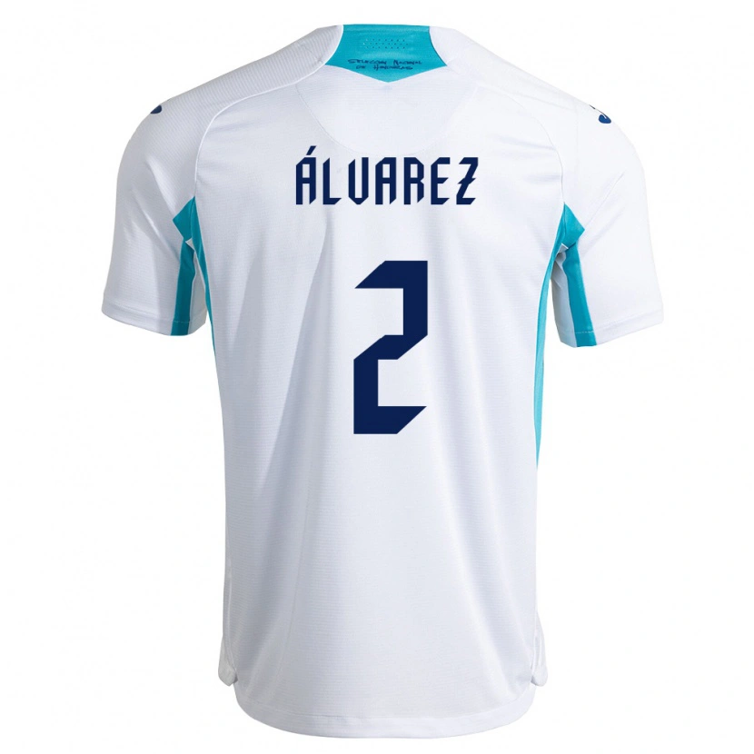 Danxen Mujer Camiseta Honduras Kevin Álvarez #2 Blanco Azul Azul Cielo 1ª Equipación 26-28 La Camisa México