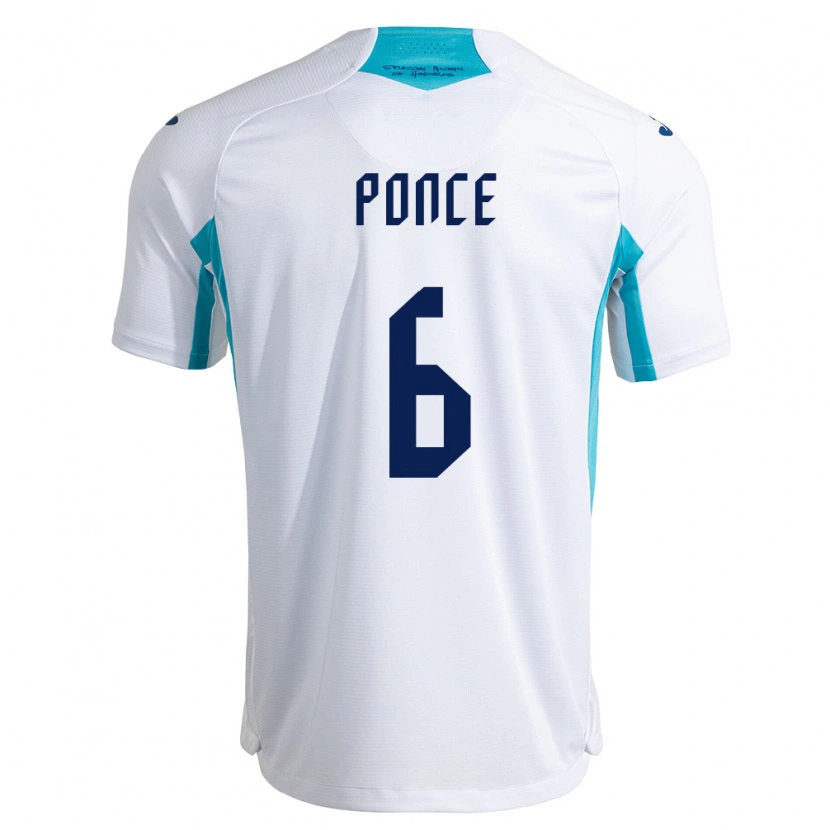 Danxen Mujer Camiseta Honduras Justin Ponce #6 Blanco Azul Azul Cielo 1ª Equipación 26-28 La Camisa México