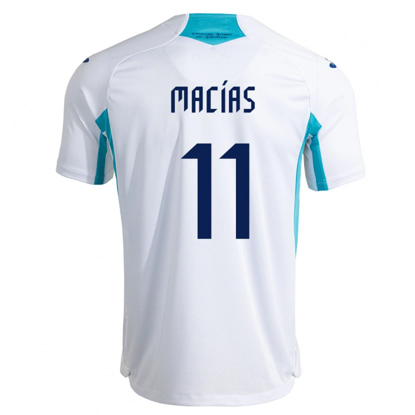 Danxen Mujer Camiseta Honduras Jefryn Macías #11 Blanco Azul Azul Cielo 1ª Equipación 26-28 La Camisa México