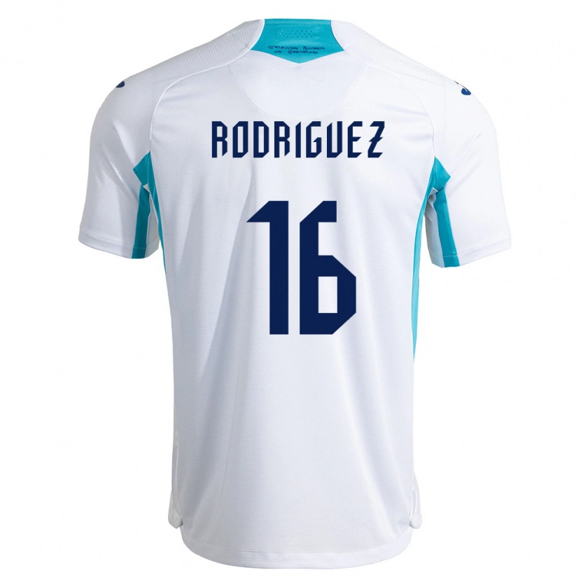 Danxen Mujer Camiseta Honduras Edwin Rodríguez #16 Blanco Azul Azul Cielo 1ª Equipación 26-28 La Camisa México