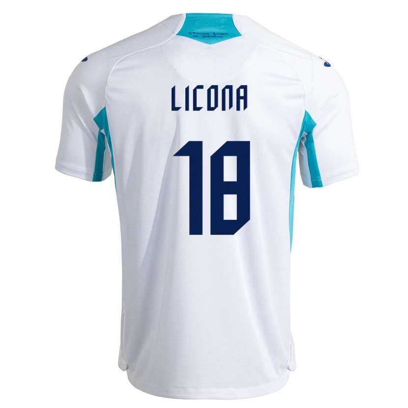 Danxen Mujer Camiseta Honduras Marlon Licona #18 Blanco Azul Azul Cielo 1ª Equipación 26-28 La Camisa México