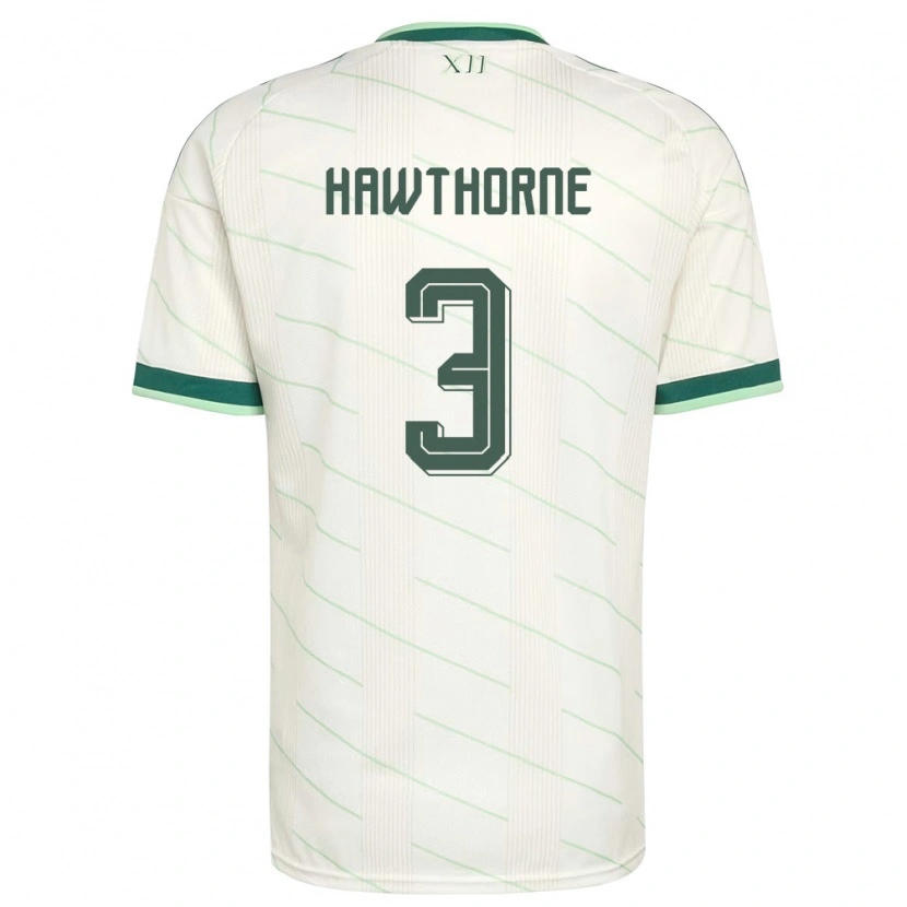 Danxen Mujer Camiseta Irlanda Del Norte Keevan Hawthorne #3 Blanco Verde 2ª Equipación 26-28 La Camisa México