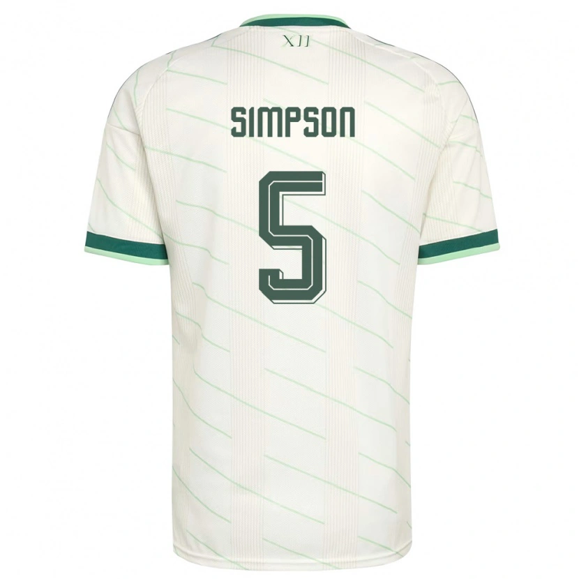Danxen Mujer Camiseta Irlanda Del Norte James Simpson #5 Blanco Verde 2ª Equipación 26-28 La Camisa México