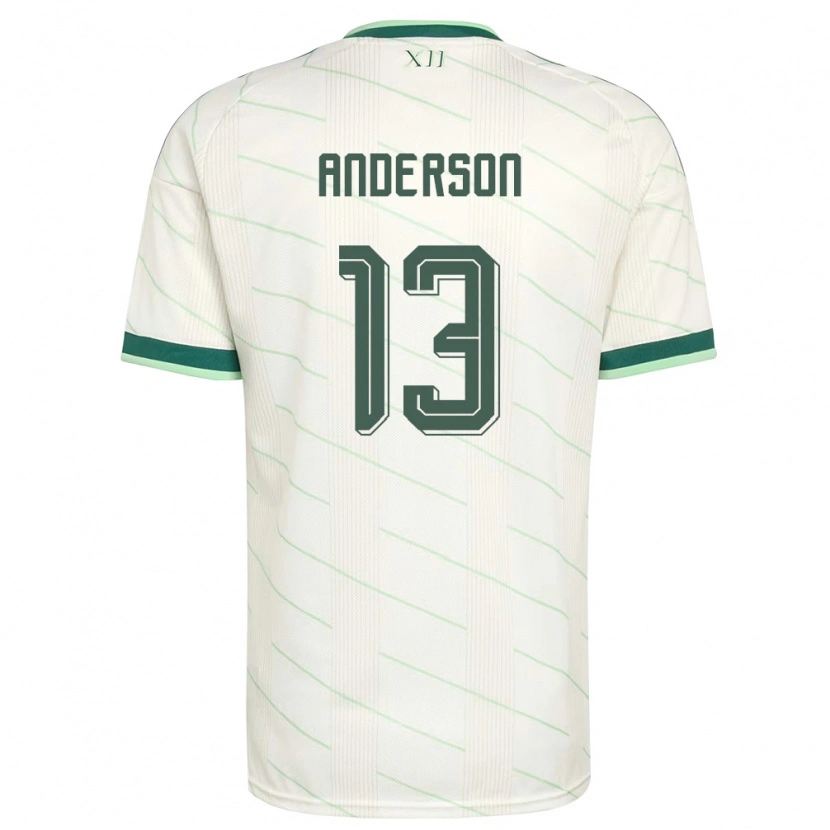 Danxen Mujer Camiseta Irlanda Del Norte Calum Anderson #13 Blanco Verde 2ª Equipación 26-28 La Camisa México