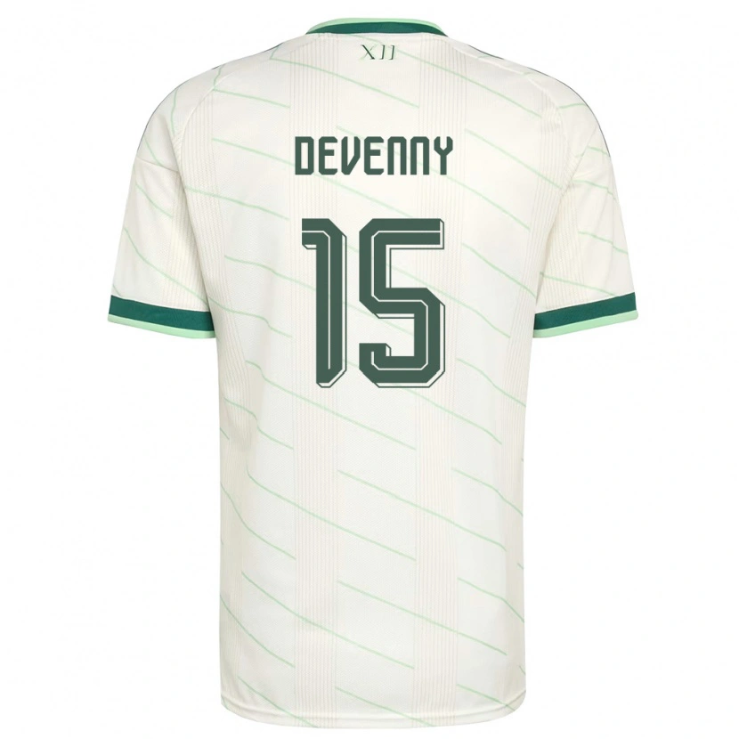Danxen Mujer Camiseta Irlanda Del Norte Justin Devenny #15 Blanco Verde 2ª Equipación 26-28 La Camisa México