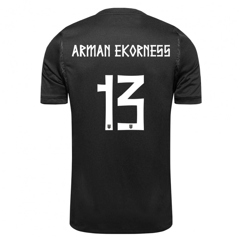 Danxen Mujer Camiseta Noruega Karsten Arman Ekorness #13 Negro 2ª Equipación 26-28 La Camisa México