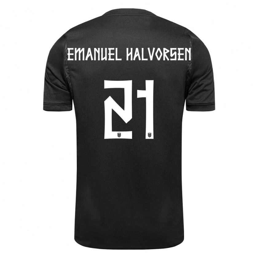 Danxen Mujer Camiseta Noruega Victor Halvorsen #21 Negro 2ª Equipación 26-28 La Camisa México