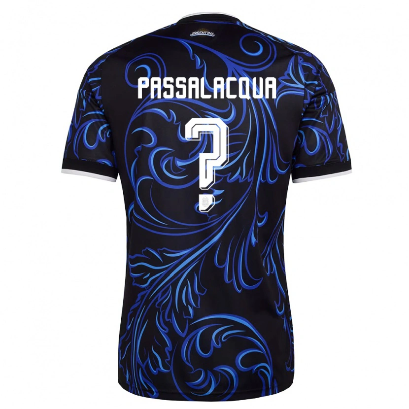 Danxen Mujer Camiseta Argentina Ramiro Passalacqua #0 Negro Blanco Azul Cielo 2ª Equipación 26-28 La Camisa México