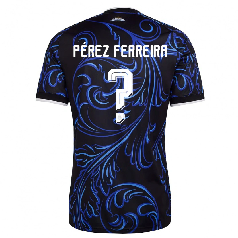 Danxen Mujer Camiseta Argentina Thiago Pérez Ferreira #0 Negro Blanco Azul Cielo 2ª Equipación 26-28 La Camisa México