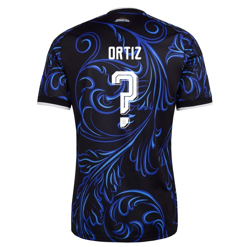 Danxen Mujer Camiseta Argentina Marcos Ortiz #0 Negro Blanco Azul Cielo 2ª Equipación 26-28 La Camisa México