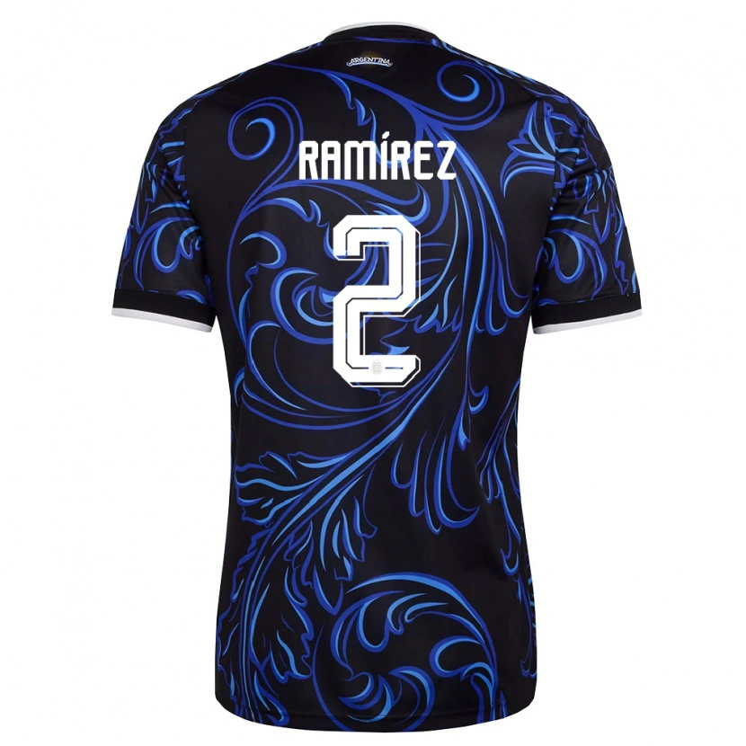 Danxen Mujer Camiseta Argentina Tobías Ramírez #2 Negro Blanco Azul Cielo 2ª Equipación 26-28 La Camisa México