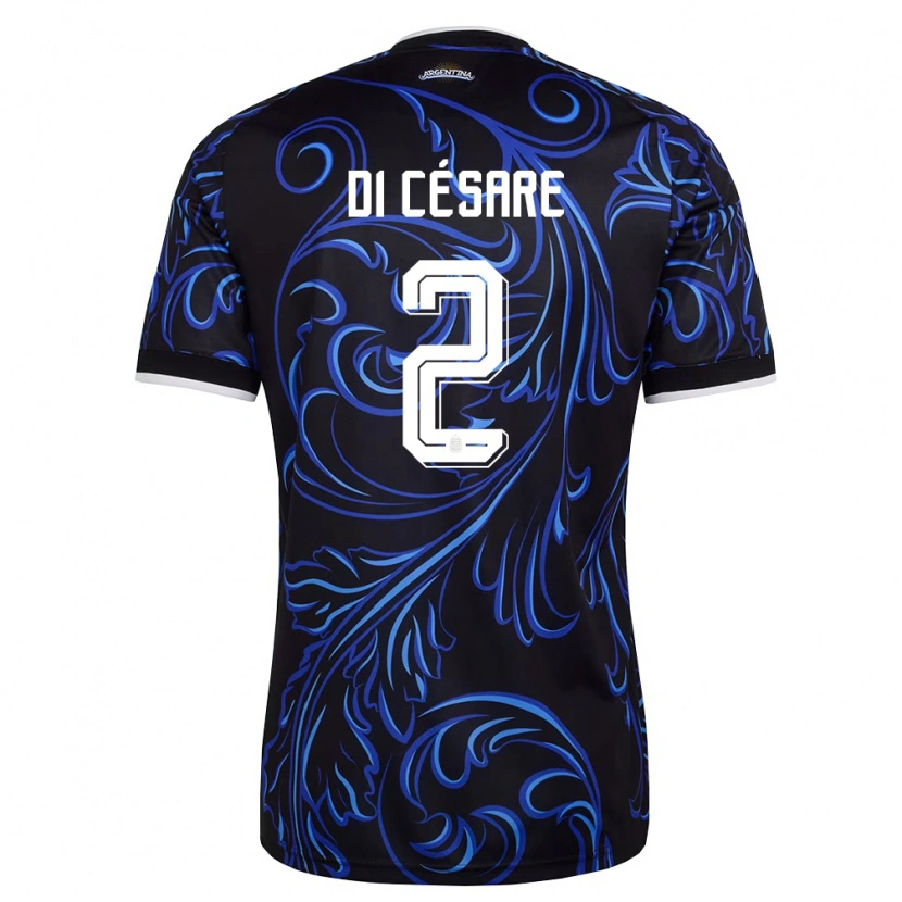 Danxen Mujer Camiseta Argentina Marco Di Césare #2 Negro Blanco Azul Cielo 2ª Equipación 26-28 La Camisa México