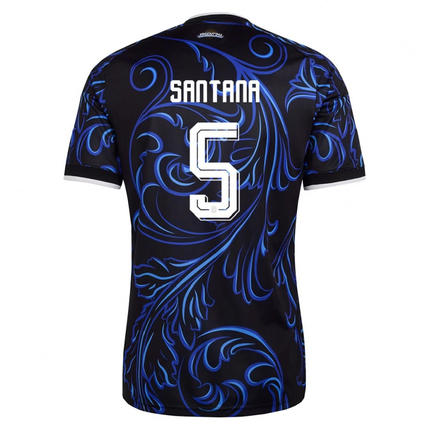 Danxen Mujer Camiseta Argentina Vanesa Santana #5 Negro Blanco Azul Cielo 2ª Equipación 26-28 La Camisa México
