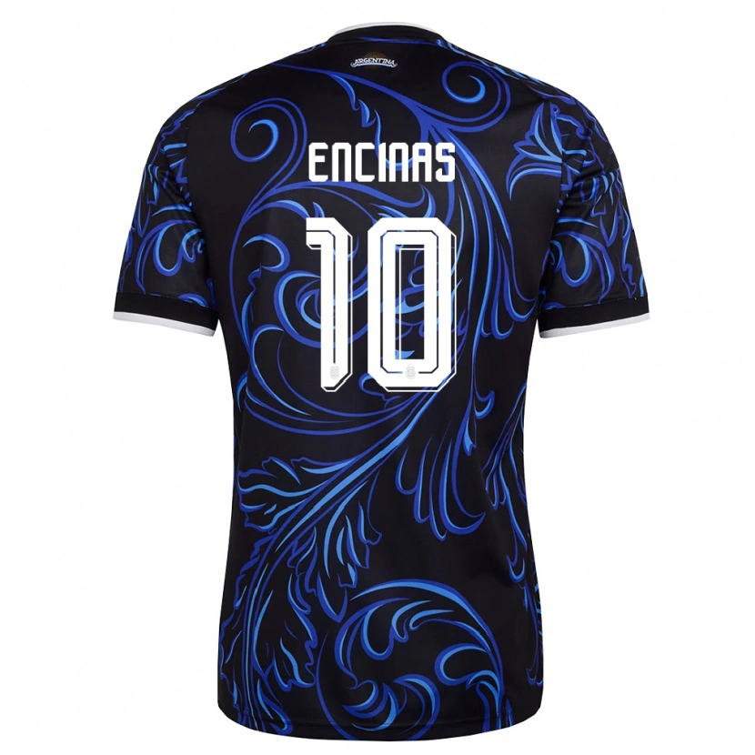 Danxen Mujer Camiseta Argentina Axel Encinas #10 Negro Blanco Azul Cielo 2ª Equipación 26-28 La Camisa México