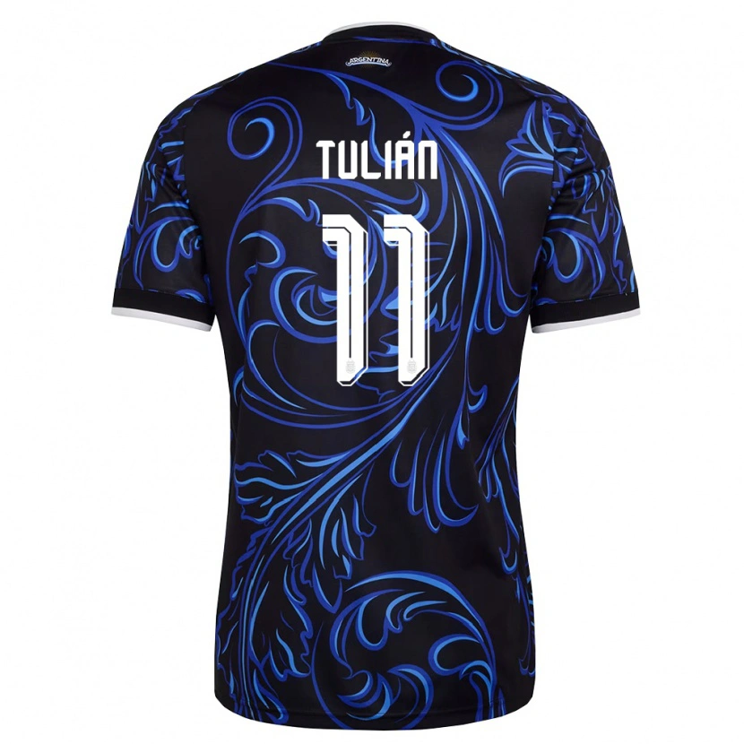 Danxen Mujer Camiseta Argentina Ramiro Tulián #11 Negro Blanco Azul Cielo 2ª Equipación 26-28 La Camisa México