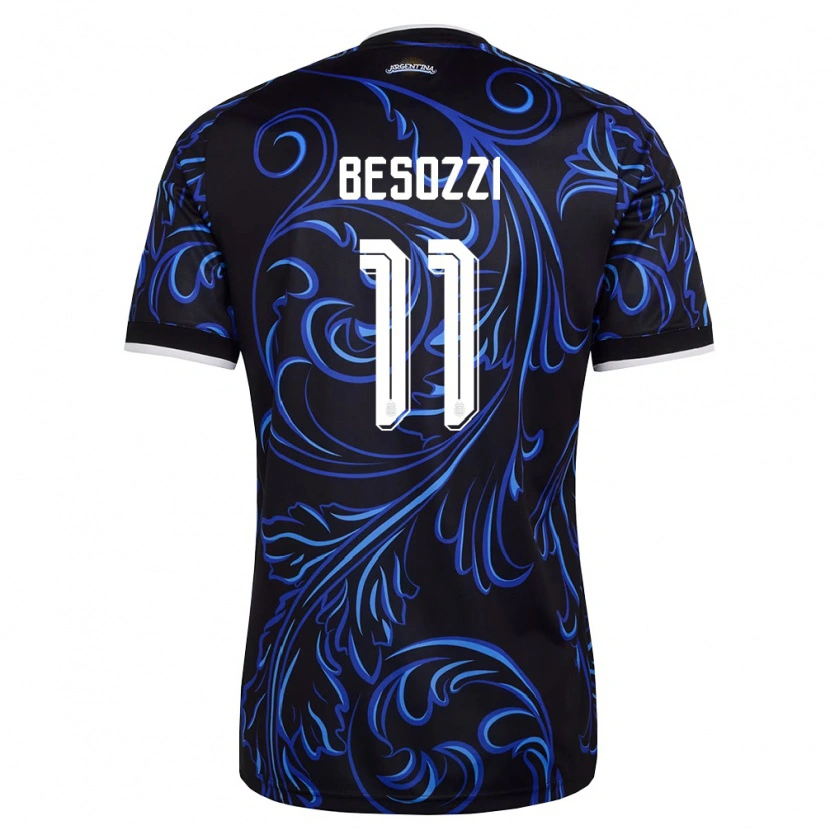 Danxen Mujer Camiseta Argentina Lucas Besozzi #11 Negro Blanco Azul Cielo 2ª Equipación 26-28 La Camisa México