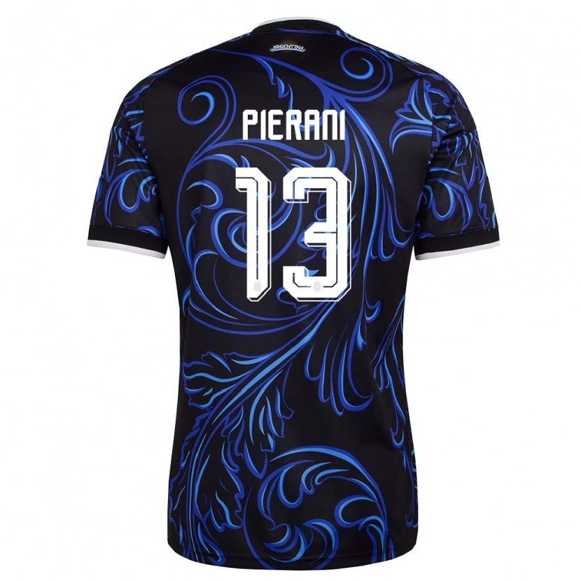 Danxen Mujer Camiseta Argentina Valente Pierani #13 Negro Blanco Azul Cielo 2ª Equipación 26-28 La Camisa México