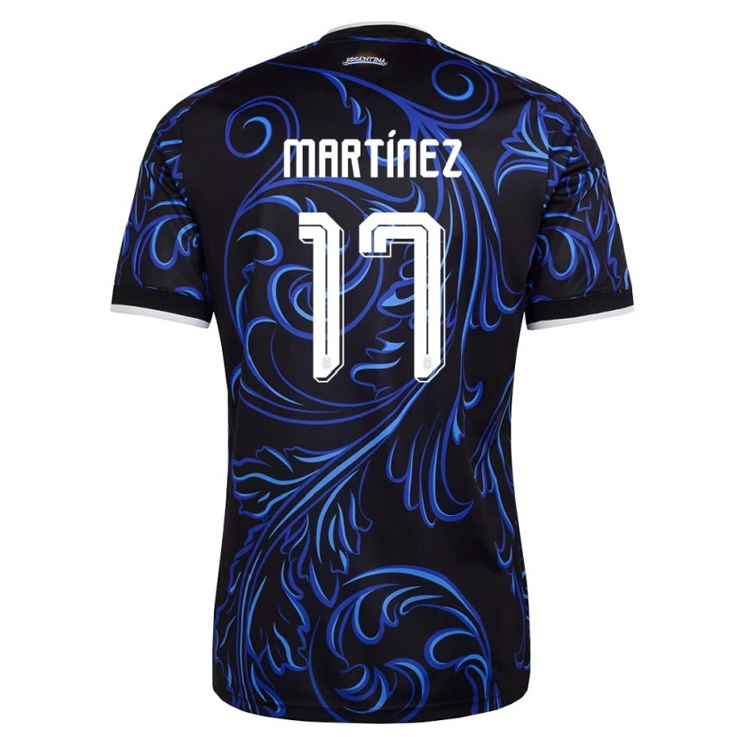 Danxen Mujer Camiseta Argentina Mateo Martínez #17 Negro Blanco Azul Cielo 2ª Equipación 26-28 La Camisa México