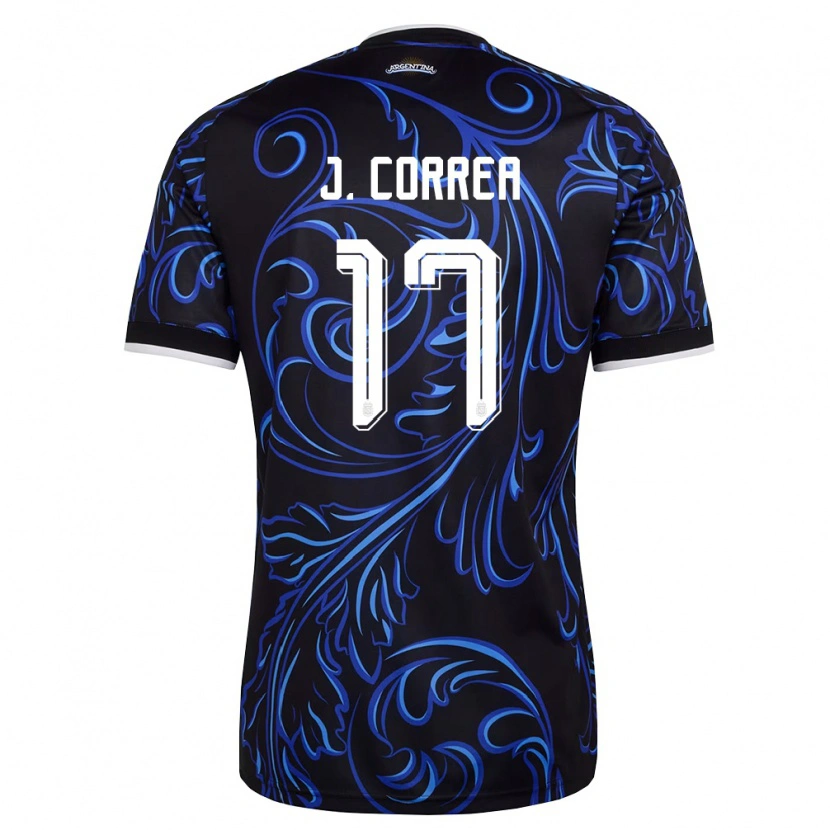 Danxen Mujer Camiseta Argentina Joaquin Correa #17 Negro Blanco Azul Cielo 2ª Equipación 26-28 La Camisa México