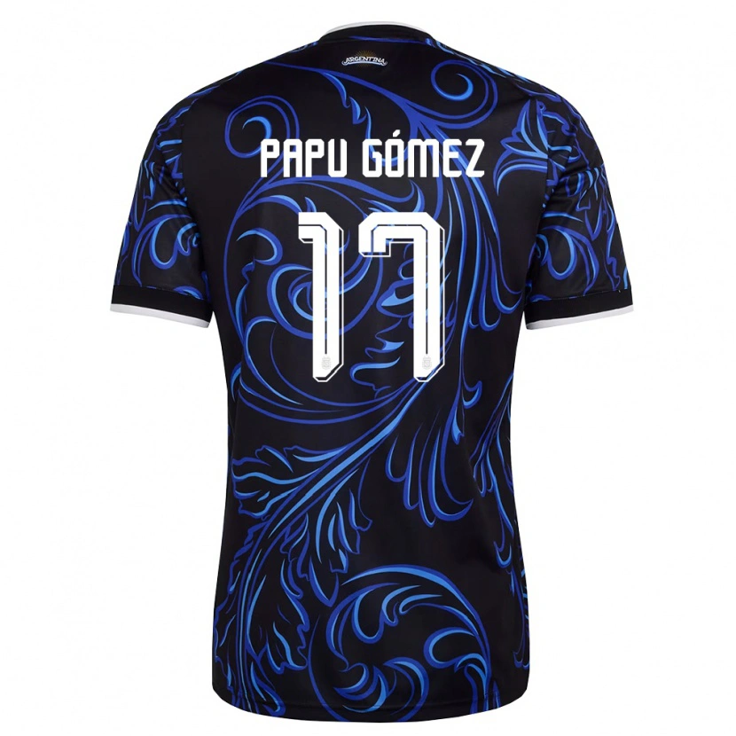 Danxen Mujer Camiseta Argentina Papu Gomez #17 Negro Blanco Azul Cielo 2ª Equipación 26-28 La Camisa México