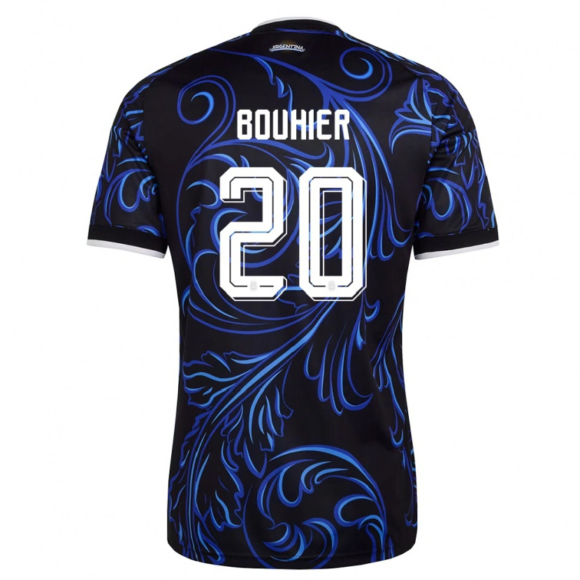 Danxen Mujer Camiseta Argentina Gastón Bouhier #20 Negro Blanco Azul Cielo 2ª Equipación 26-28 La Camisa México