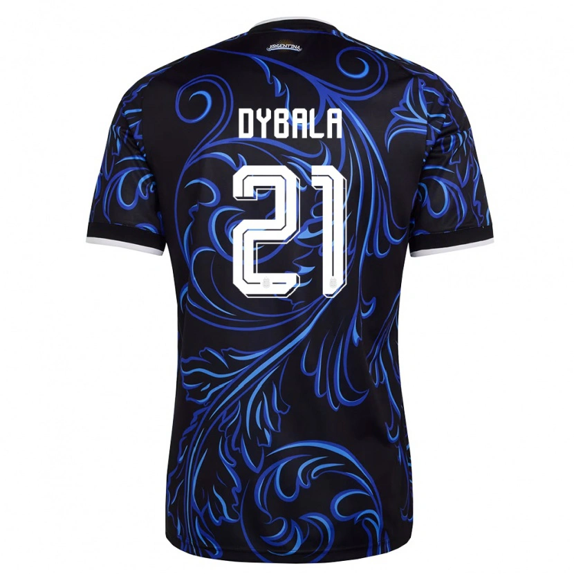 Danxen Mujer Camiseta Argentina Paulo Dybala #21 Negro Blanco Azul Cielo 2ª Equipación 26-28 La Camisa México