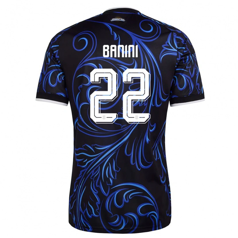 Danxen Mujer Camiseta Argentina Estefania Banini #22 Negro Blanco Azul Cielo 2ª Equipación 26-28 La Camisa México