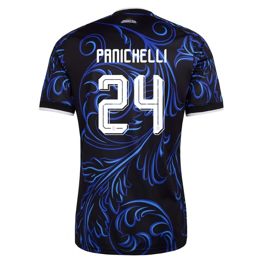 Danxen Mujer Camiseta Argentina Joaquín Panichelli #24 Negro Blanco Azul Cielo 2ª Equipación 26-28 La Camisa México