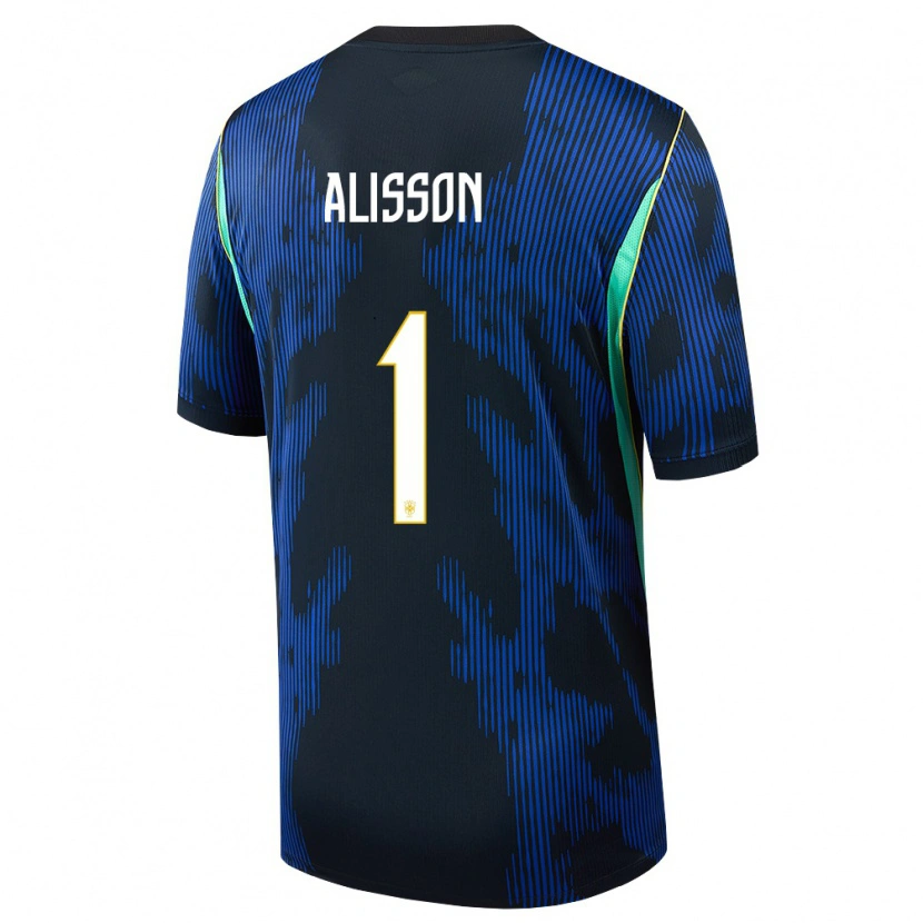 Danxen Mujer Camiseta Brasil Alisson #1 Azul Amarillo Marino 2ª Equipación 26-28 La Camisa México