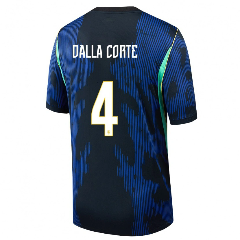 Danxen Mujer Camiseta Brasil Joao Dalla Corte #4 Azul Amarillo Marino 2ª Equipación 26-28 La Camisa México