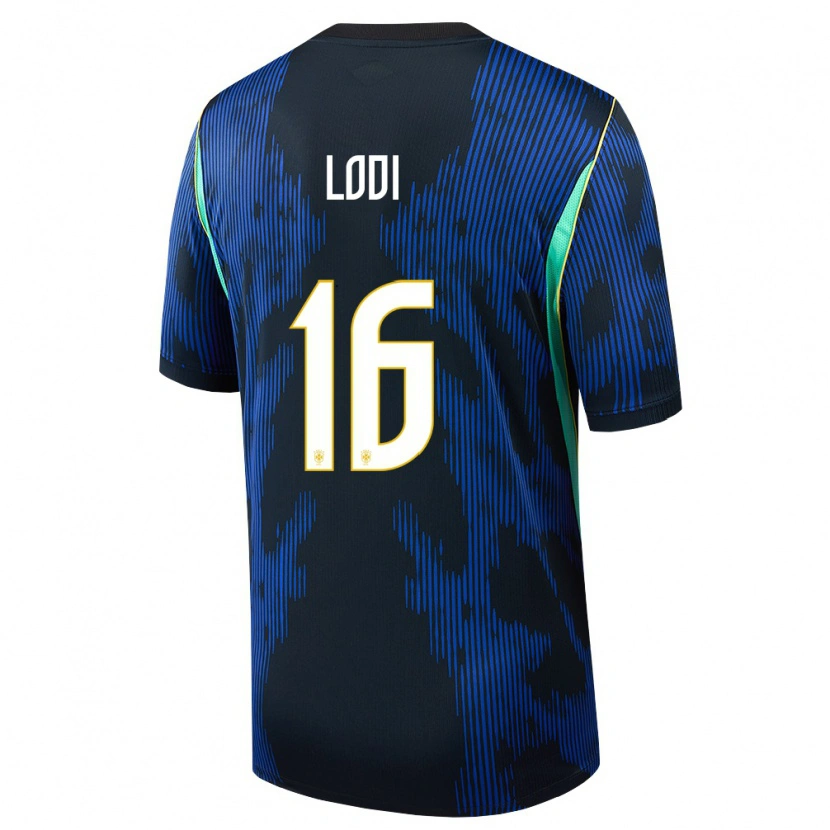 Danxen Mujer Camiseta Brasil Renan Lodi #16 Azul Amarillo Marino 2ª Equipación 26-28 La Camisa México