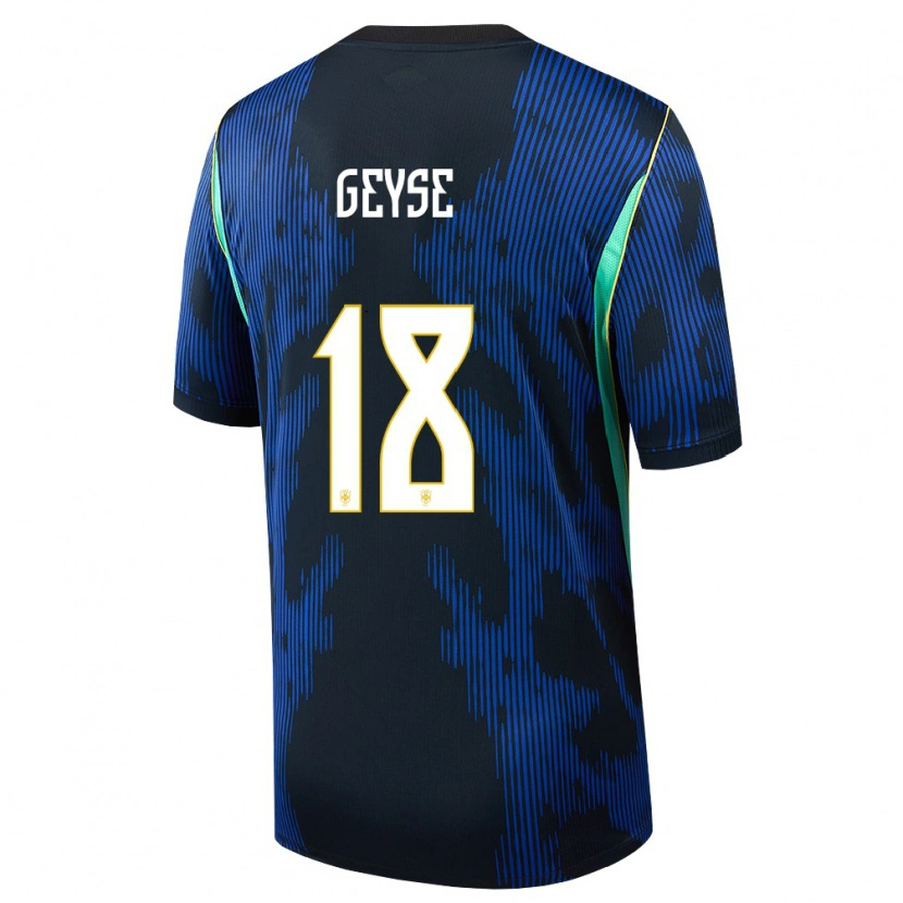 Danxen Mujer Camiseta Brasil Geyse #18 Azul Amarillo Marino 2ª Equipación 26-28 La Camisa México