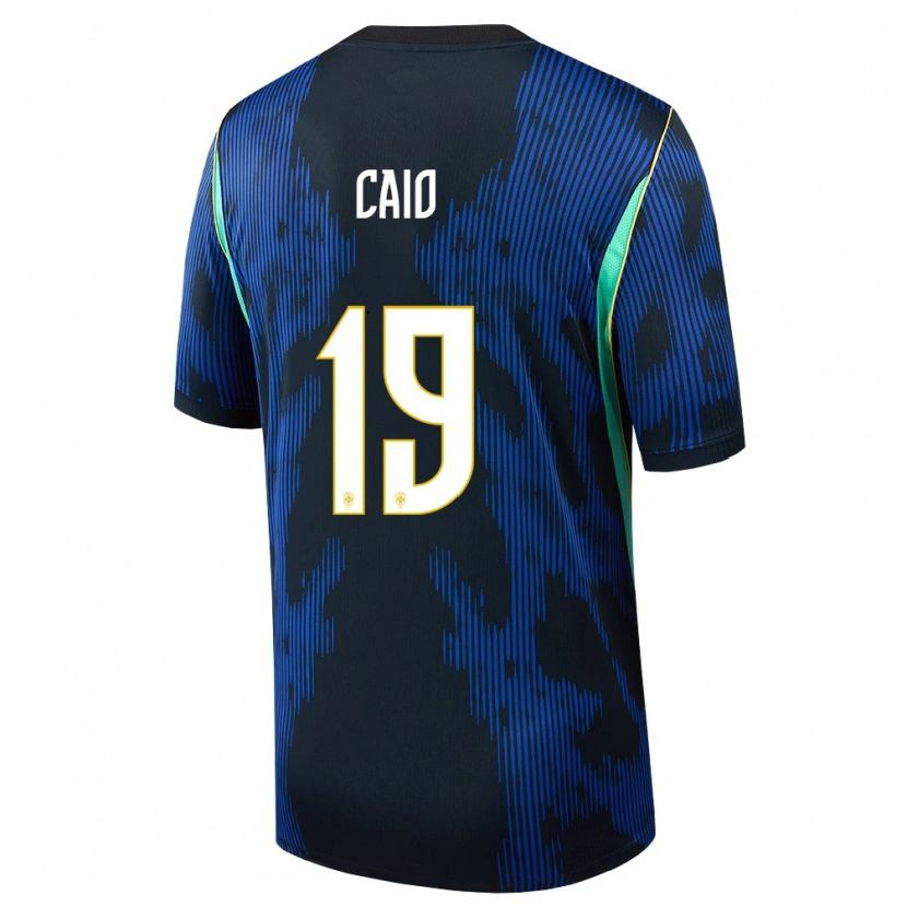 Danxen Mujer Camiseta Brasil Caio #19 Azul Amarillo Marino 2ª Equipación 26-28 La Camisa México