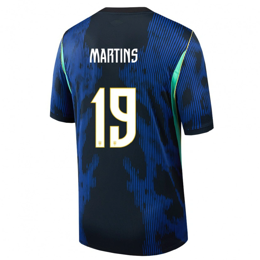 Danxen Mujer Camiseta Brasil Matheus Martins #19 Azul Amarillo Marino 2ª Equipación 26-28 La Camisa México