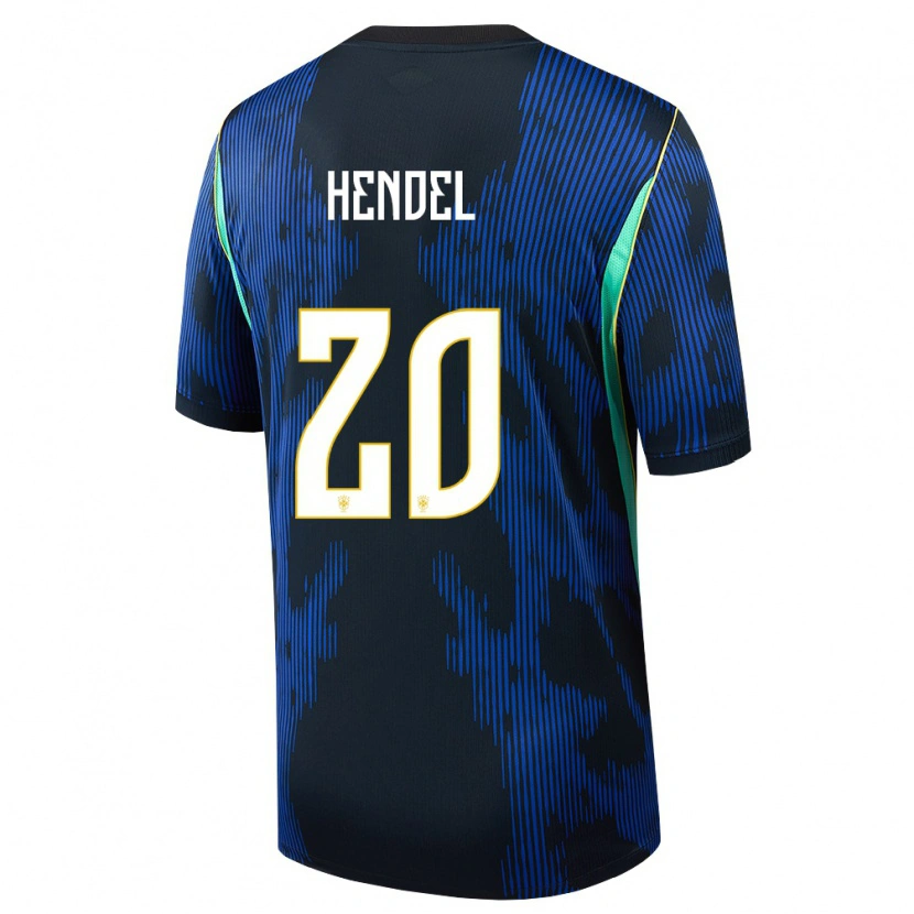 Danxen Mujer Camiseta Brasil Hendel #20 Azul Amarillo Marino 2ª Equipación 26-28 La Camisa México