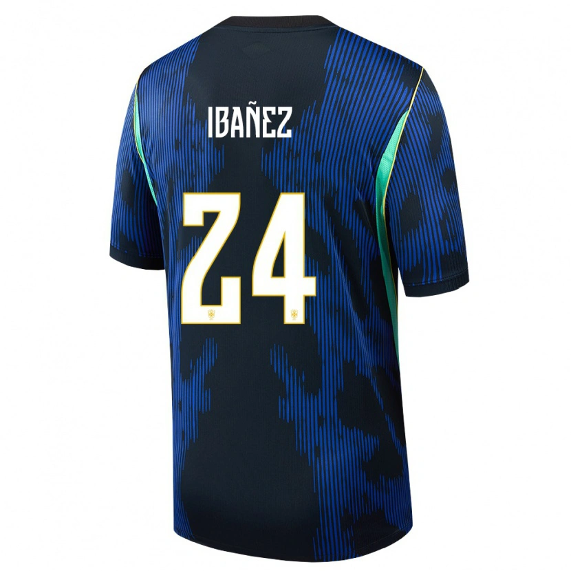 Danxen Mujer Camiseta Brasil Roger Ibañez #24 Azul Amarillo Marino 2ª Equipación 26-28 La Camisa México