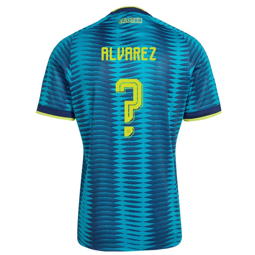 Danxen Mujer Camiseta Colombia Kevin Álvarez #0 Azul Amarillo Marino 2ª Equipación 26-28 La Camisa México