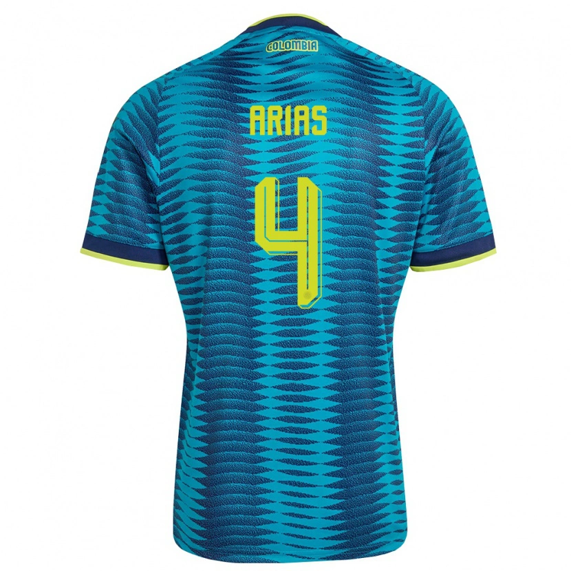 Danxen Mujer Camiseta Colombia Santiago Arias #4 Azul Amarillo Marino 2ª Equipación 26-28 La Camisa México