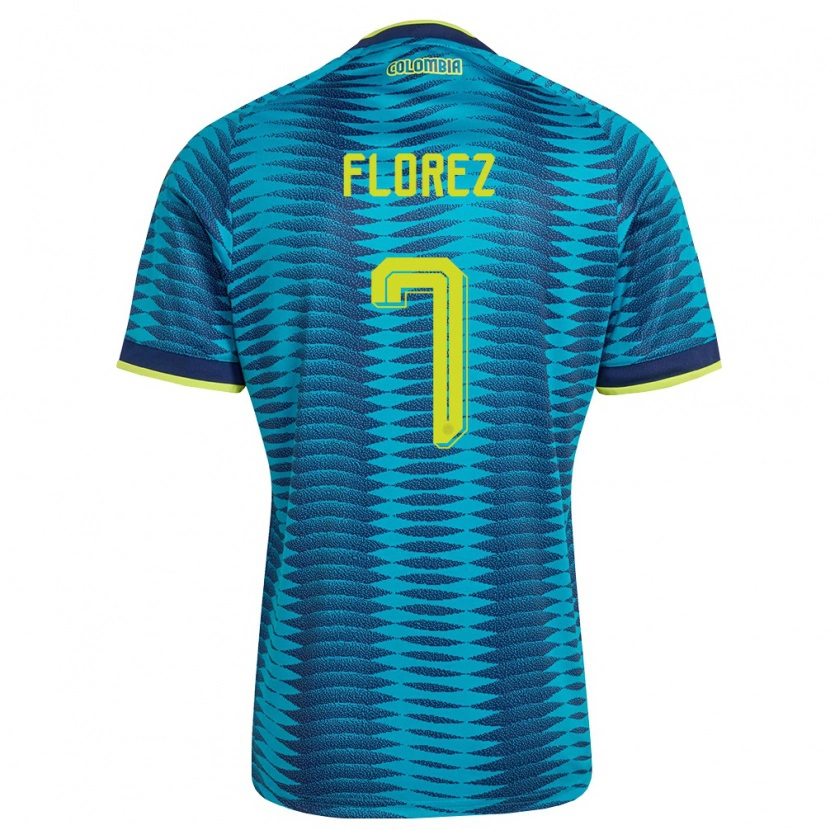 Danxen Mujer Camiseta Colombia Cristian Florez #7 Azul Amarillo Marino 2ª Equipación 26-28 La Camisa México